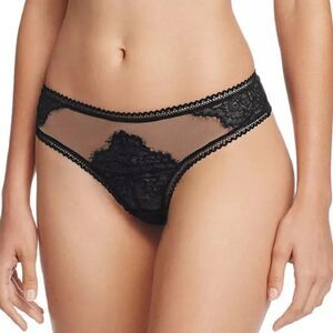 Thistle and Spire Eyelash Lace Mirage Thong Black Size XL 261603 Sheer